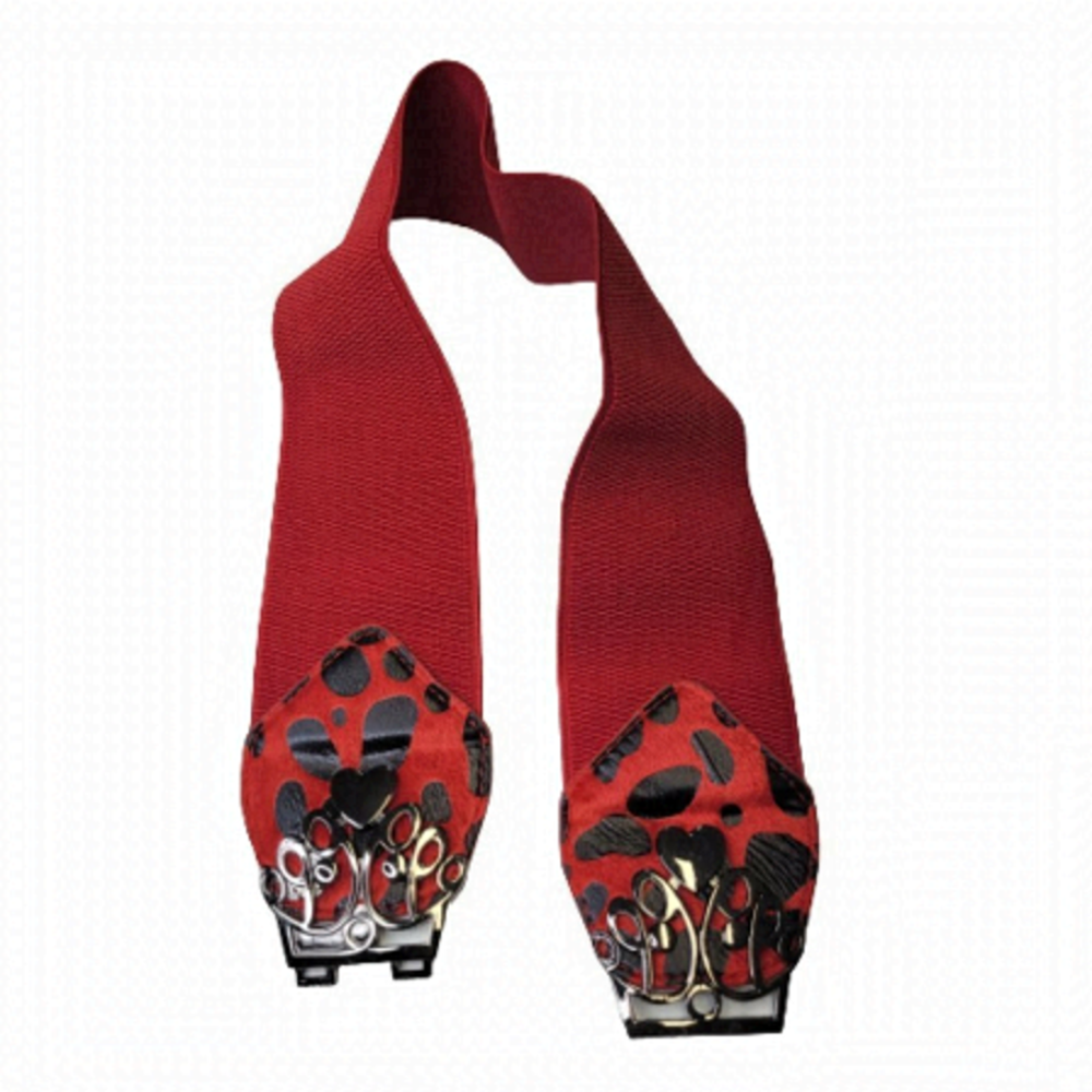 WOMENS Red Belt Animal Print Stretchy Belt
